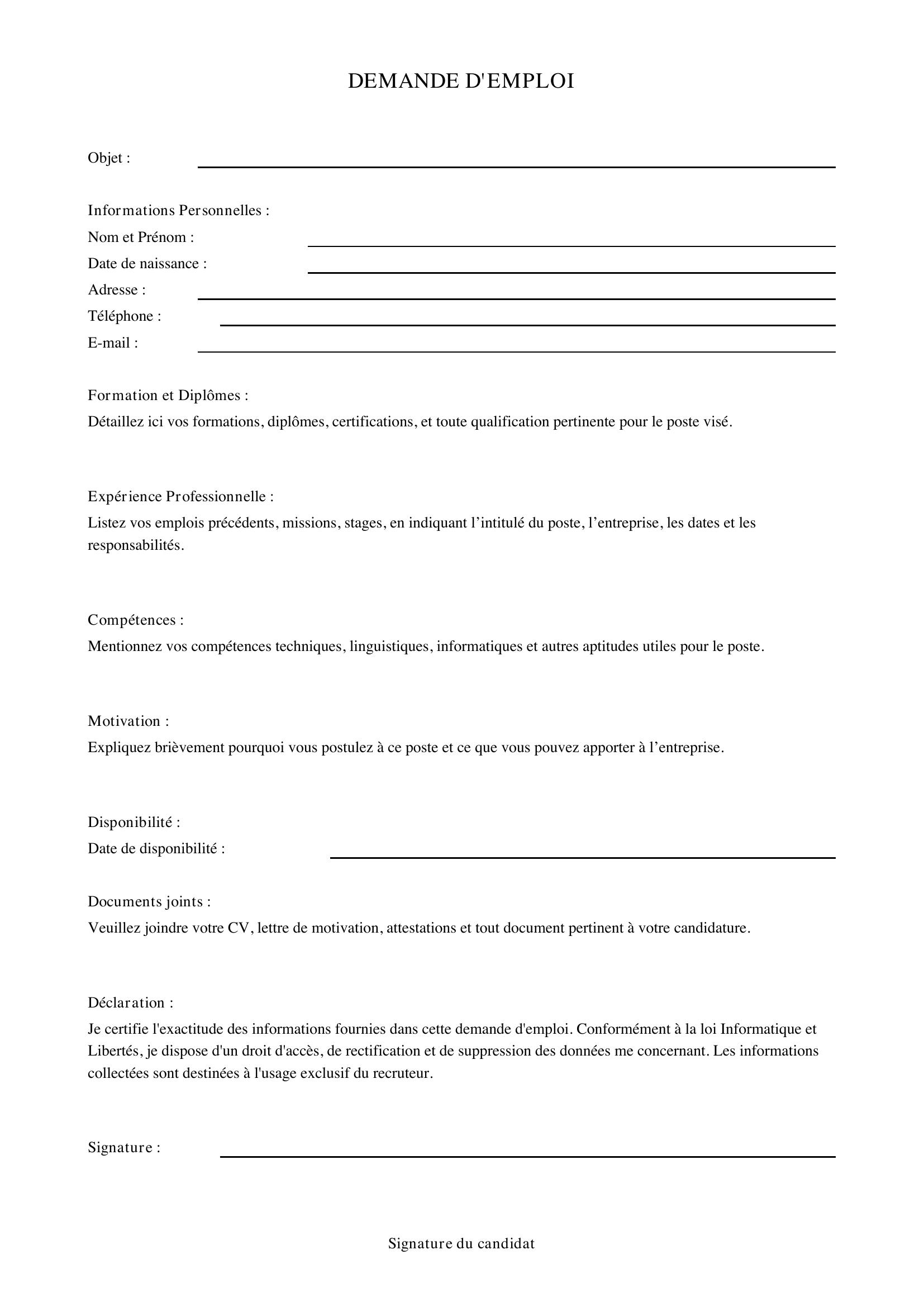 Demande D'Emploi